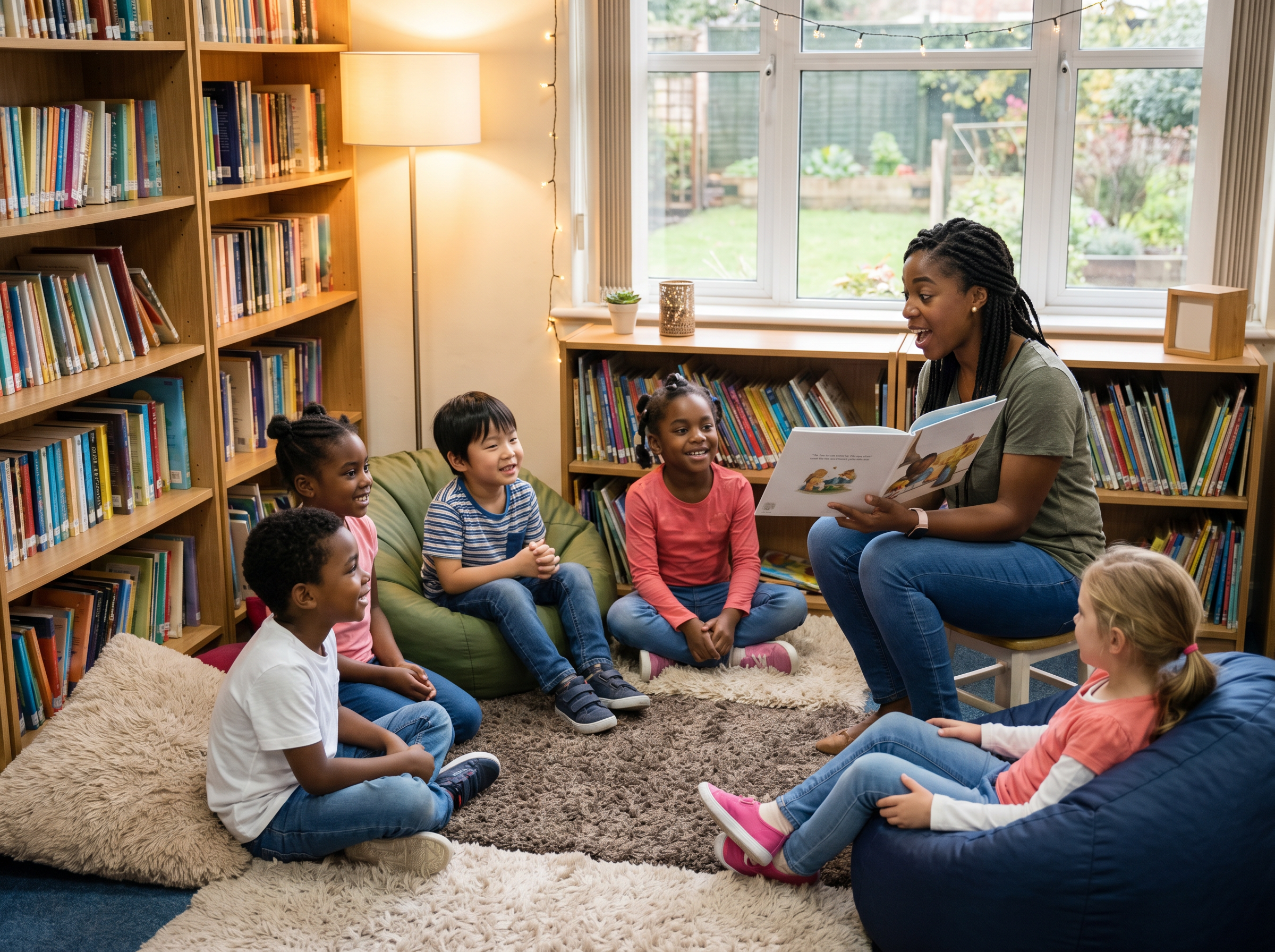 Teacher reading to students